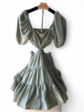 Altar’d State Elise Puff Sleeve Cutout Dress Size XS